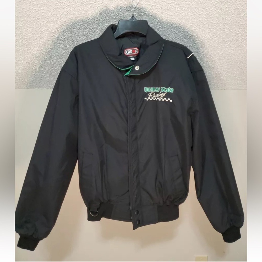 Vintage Quaker State NASCAR‎ Racing Black Jacket, Sz:Large